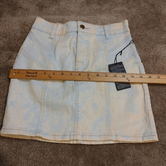 Forever 21 Size Small NEW NWT Light Sky Blue Cream Skirt Unique Marble Cotton - Picture 7 of 9